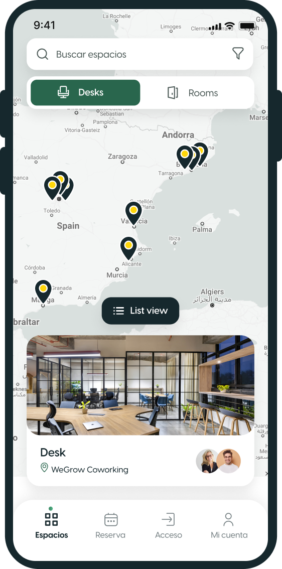 Mobile app interface