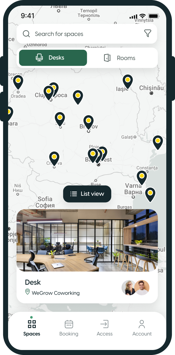 Mobile app interface